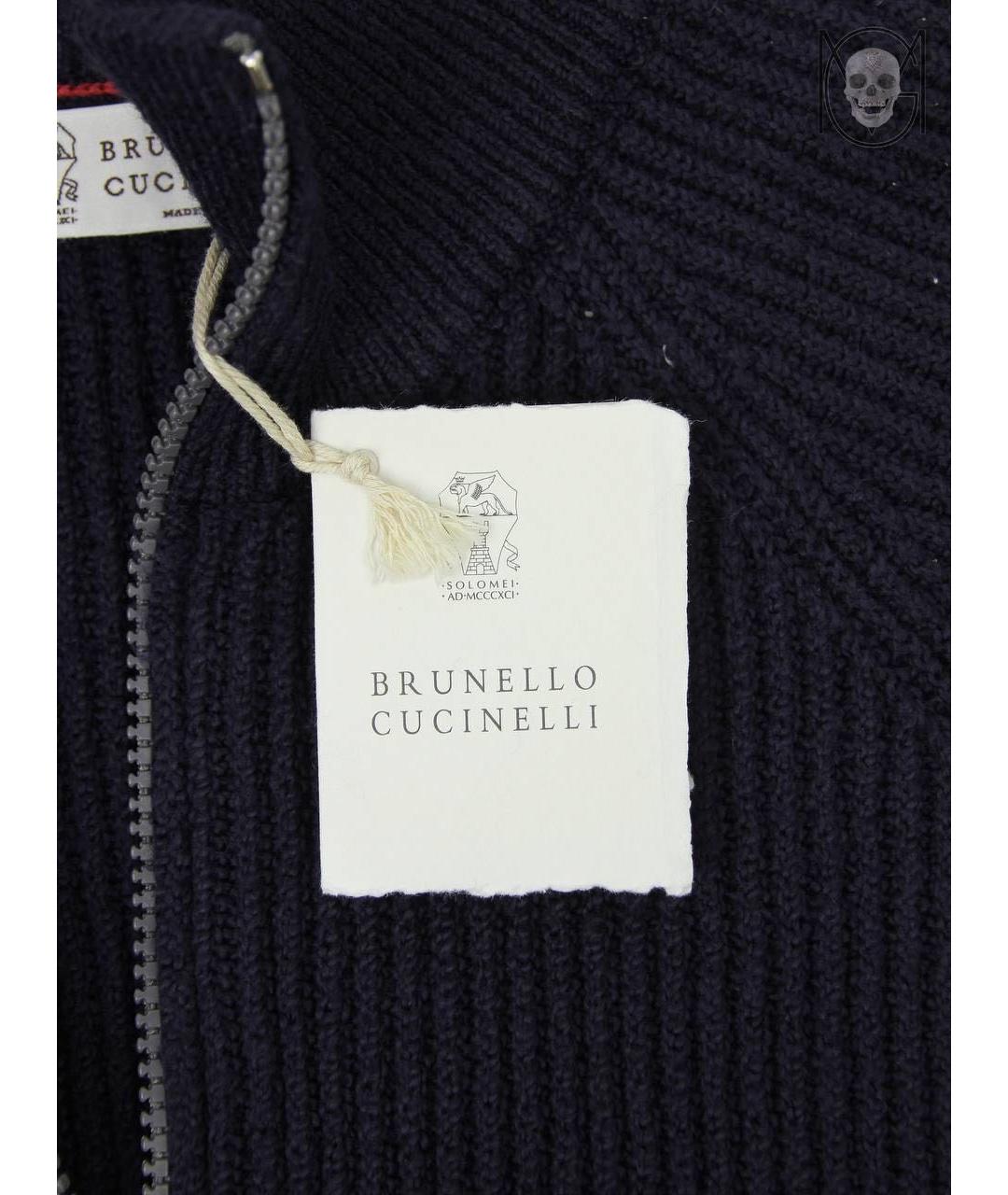 BRUNELLO CUCINELLI Темно-синий хлопковый кардиган, фото 5