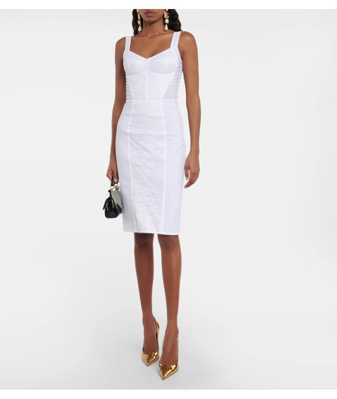 DOLCE&GABBANA Белое коктейльное платье, фото 6
