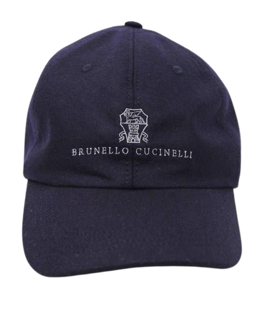 BRUNELLO CUCINELLI Темно-синяя шерстяная кепка/бейсболка, фото 1