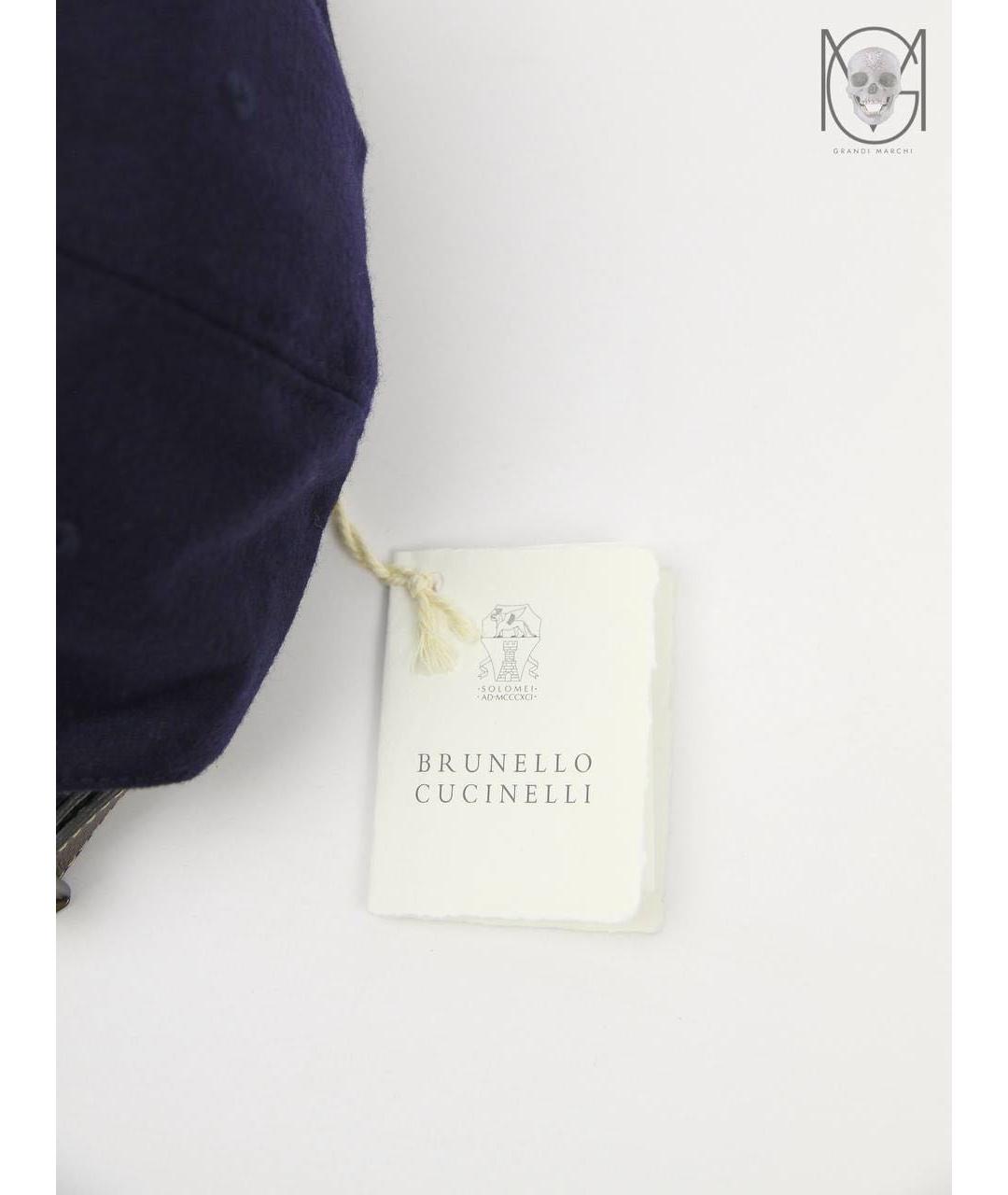 BRUNELLO CUCINELLI Темно-синяя шерстяная кепка/бейсболка, фото 6