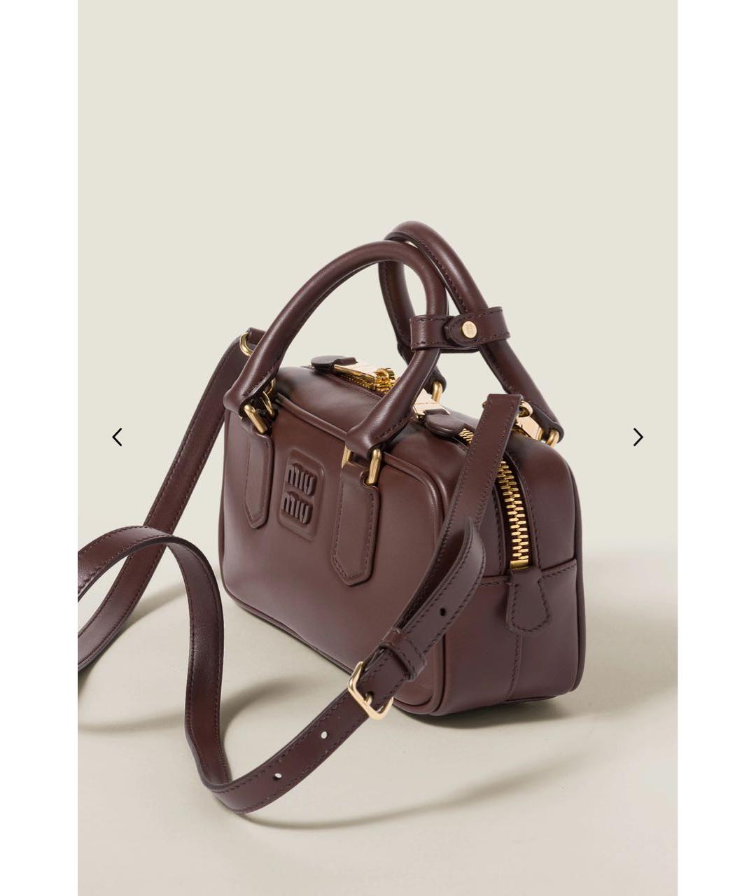 MIU MIU Коричневая кожаная сумка с короткими ручками, фото 3