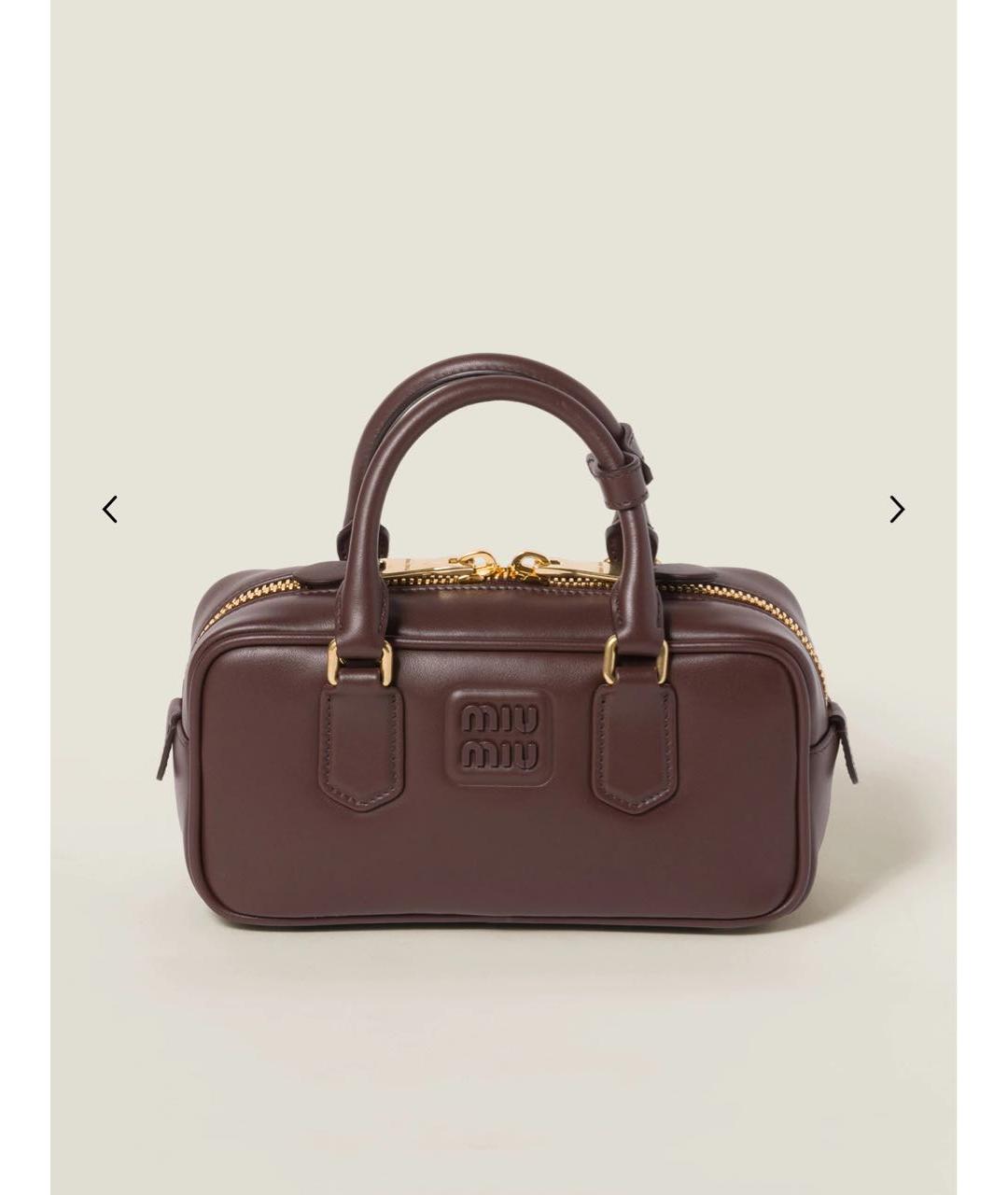 MIU MIU Коричневая кожаная сумка с короткими ручками, фото 9
