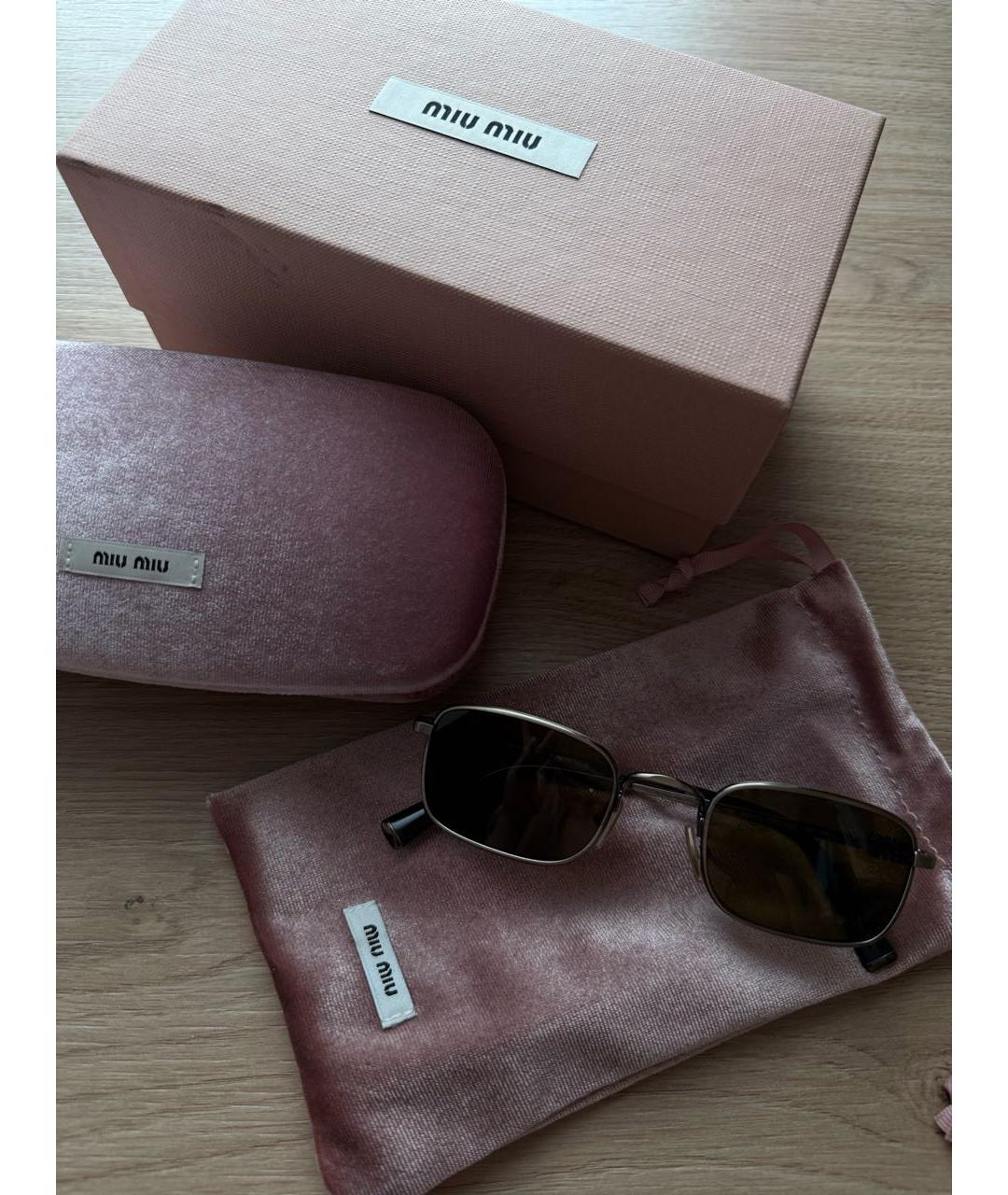 MIU MIU Черные металлические солнцезащитные очки, фото 2