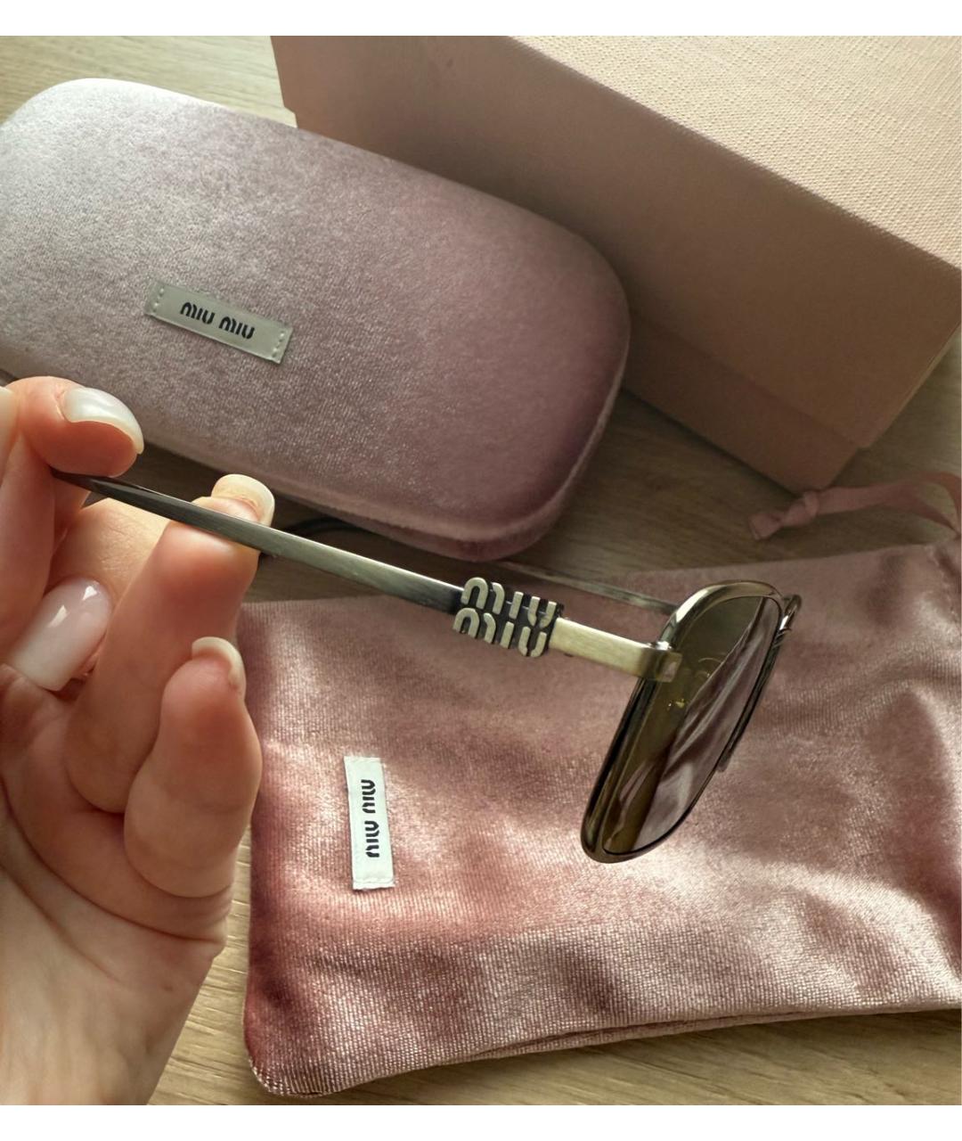 MIU MIU Черные металлические солнцезащитные очки, фото 3