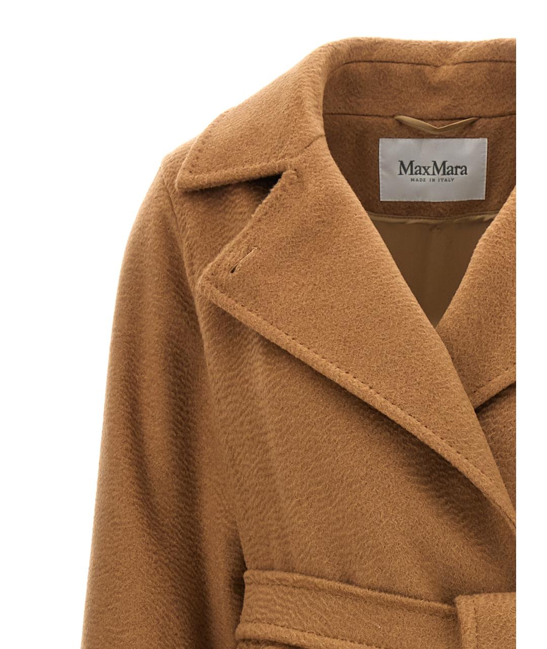 MAX MARA Коричневый шерстяной тренч/плащ, фото 4