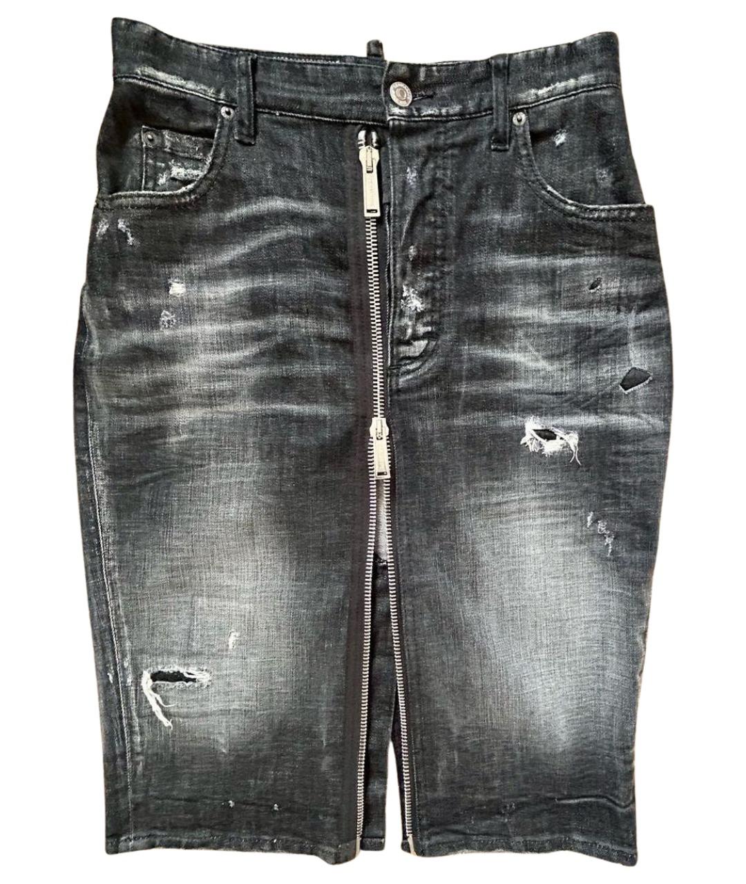 DSQUARED2 Черная деним юбка миди, фото 1
