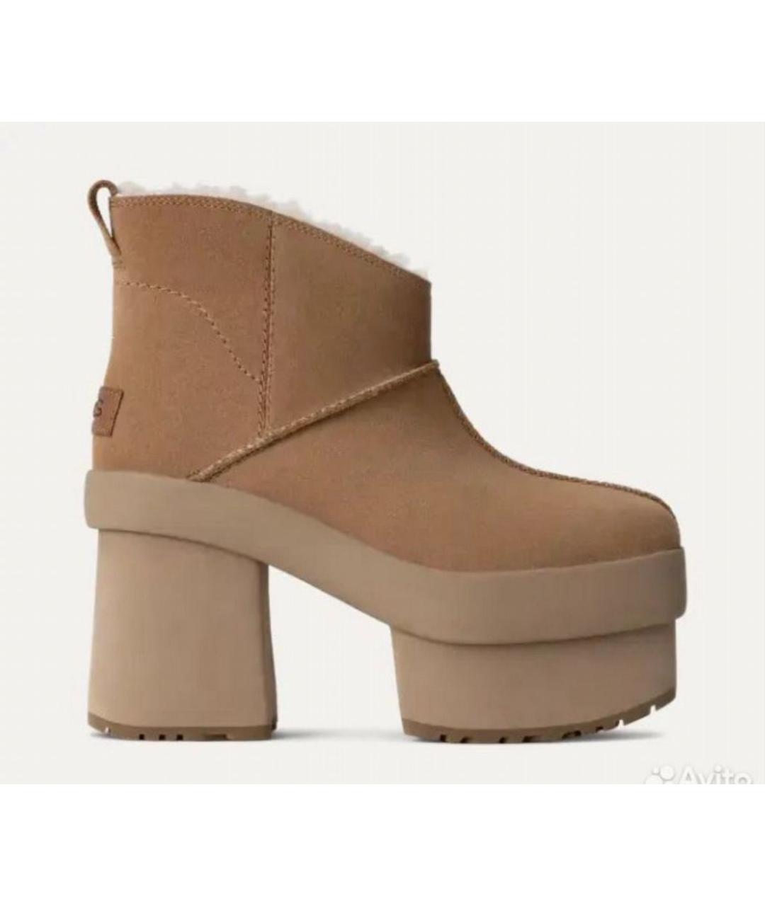 UGG AUSTRALIA Бежевые замшевые полусапоги, фото 6