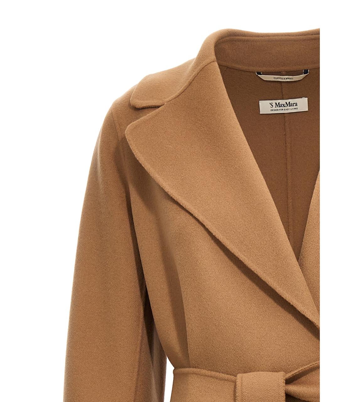 'S MAX MARA Коричневое шерстяное пальто, фото 3