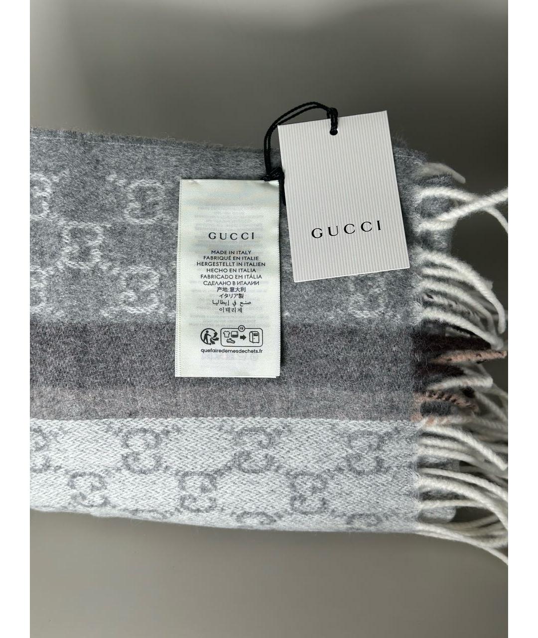 GUCCI Серый кашемировый шарф, фото 2