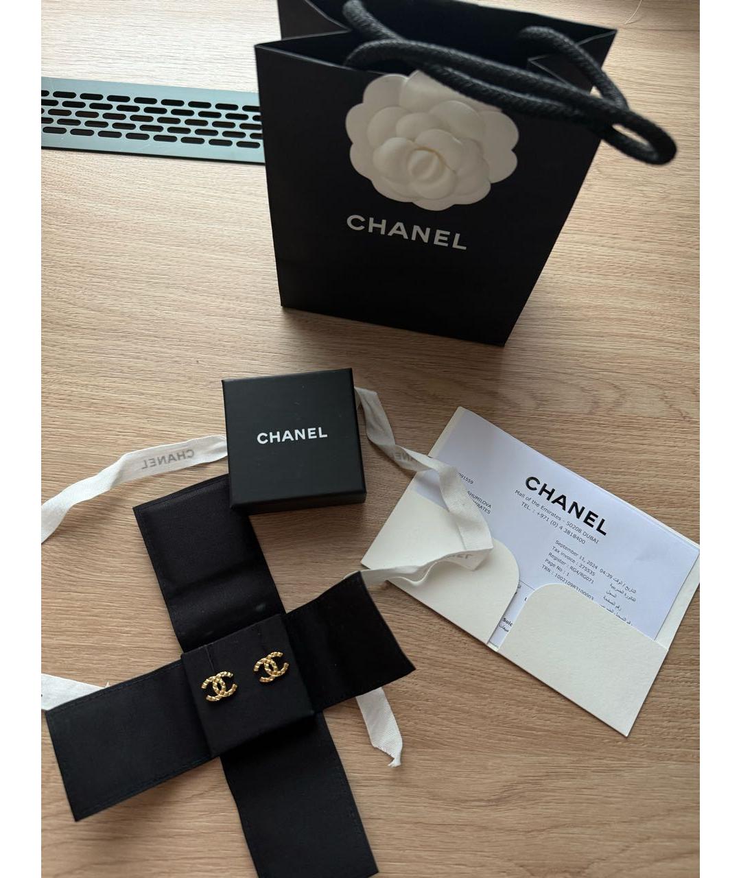 CHANEL Золотые металлические серьги, фото 4