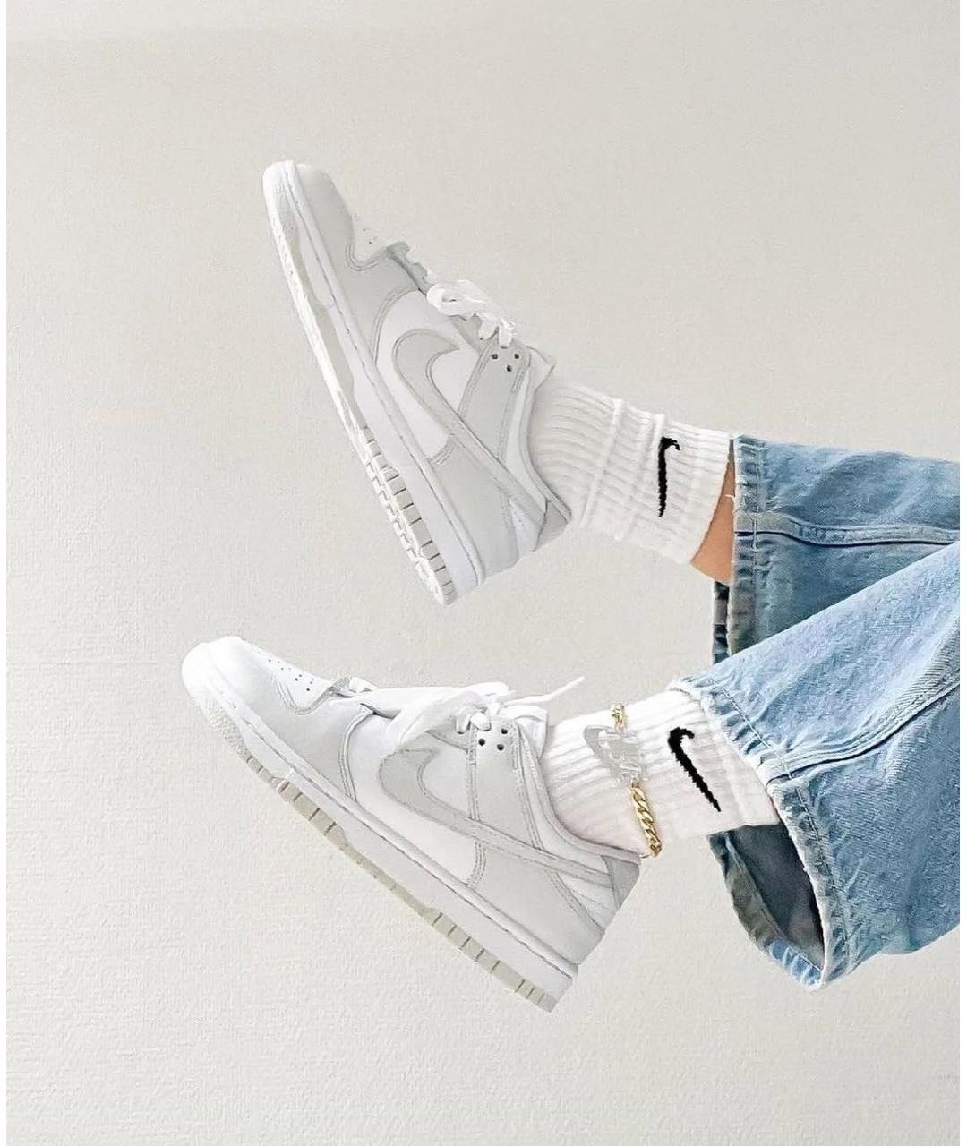 NIKE Серые кожаные кроссовки, фото 4