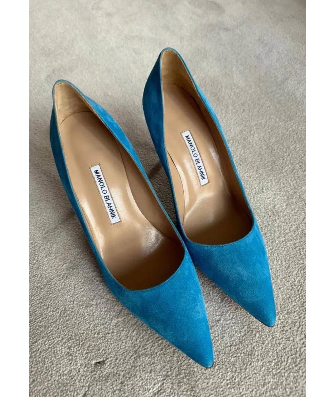 MANOLO BLAHNIK Синие бархатные туфли, фото 2