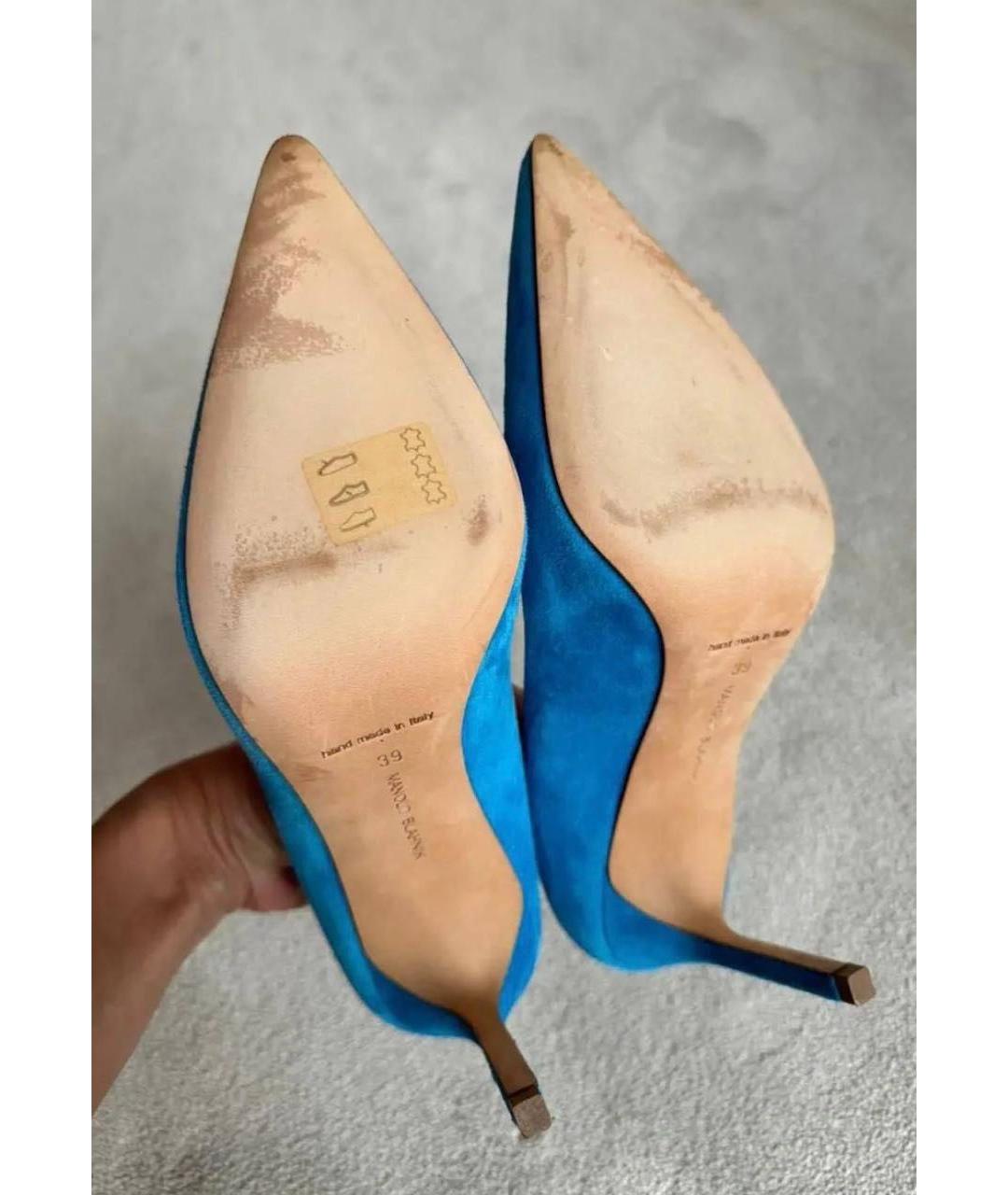 MANOLO BLAHNIK Синие бархатные туфли, фото 4