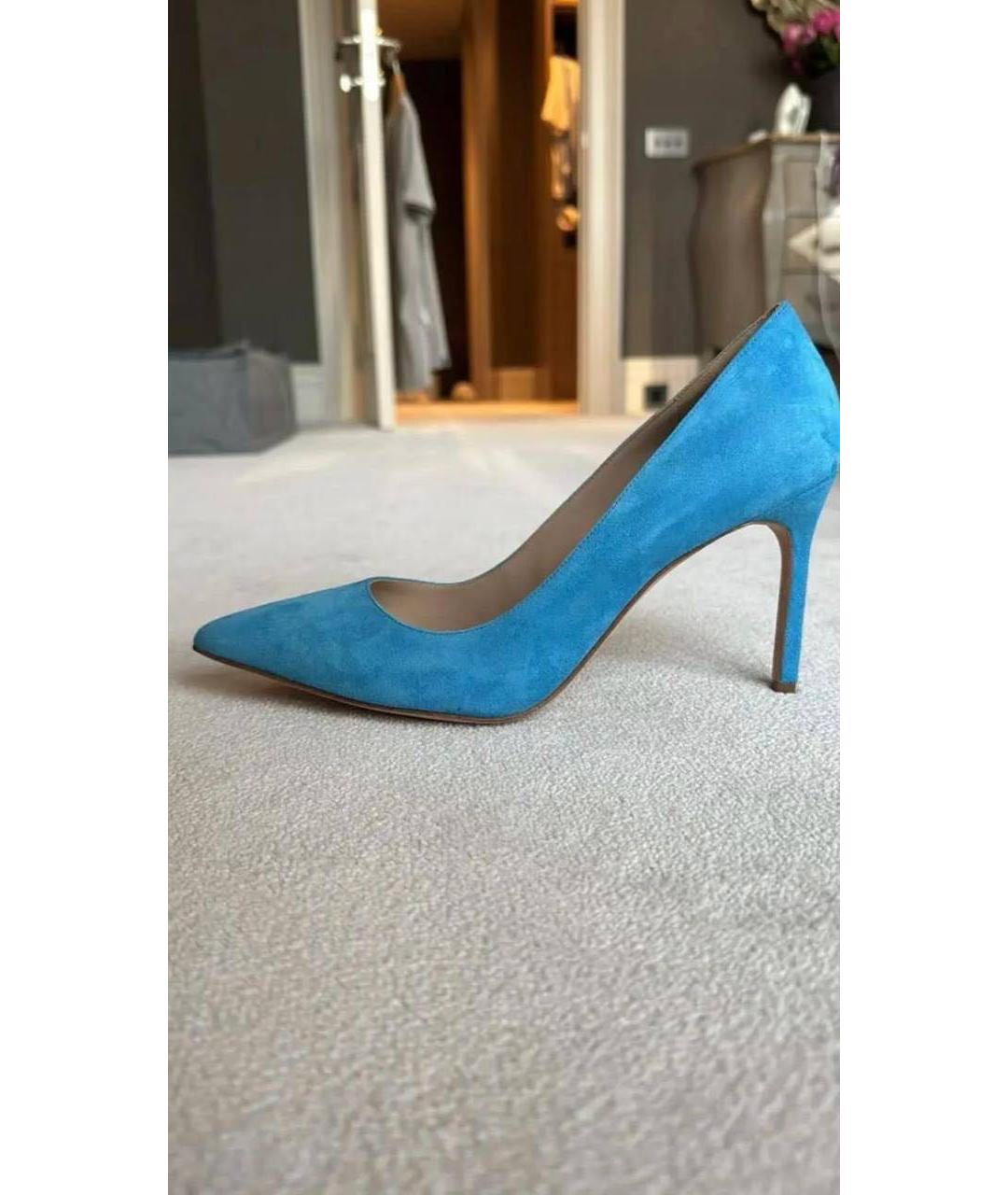 MANOLO BLAHNIK Синие бархатные туфли, фото 5