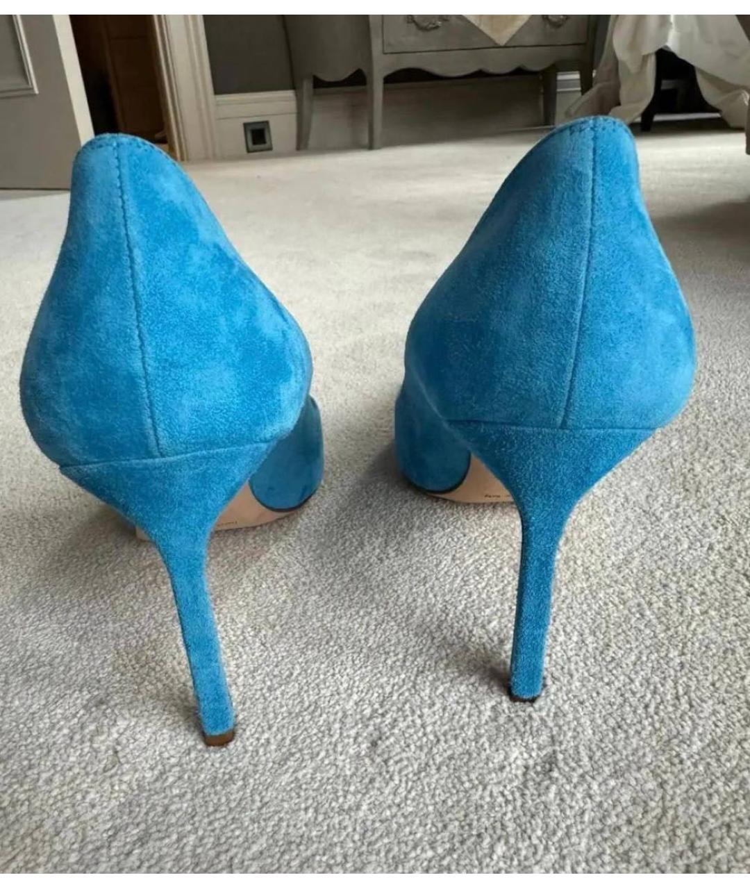 MANOLO BLAHNIK Синие бархатные туфли, фото 3