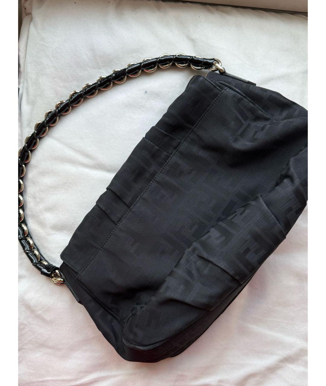 FENDI Антрацитовая жаккардовая сумка с короткими ручками, фото 3