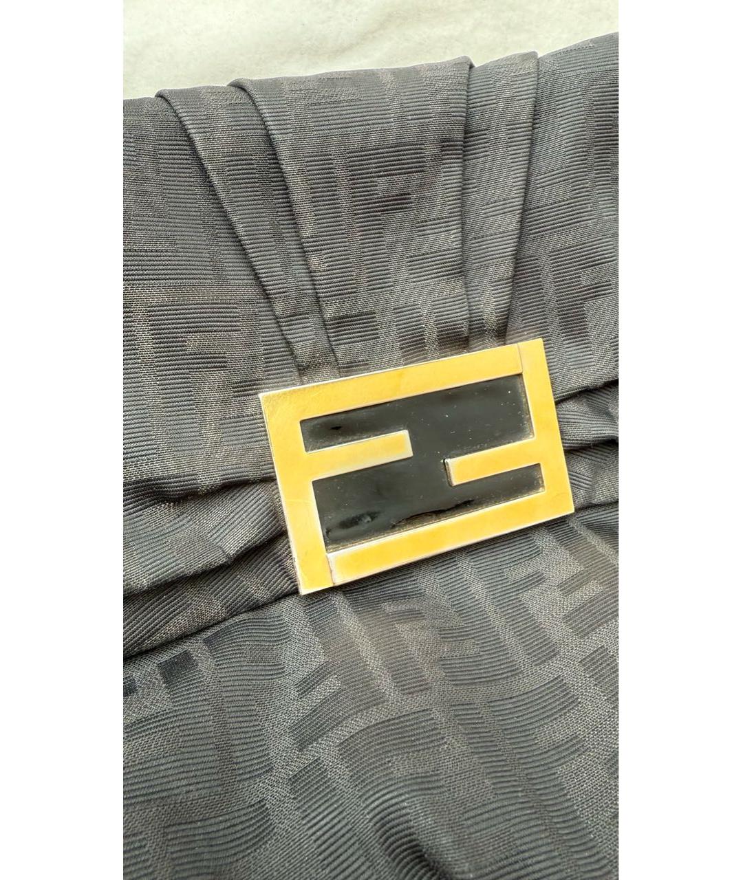 FENDI Антрацитовая жаккардовая сумка с короткими ручками, фото 8