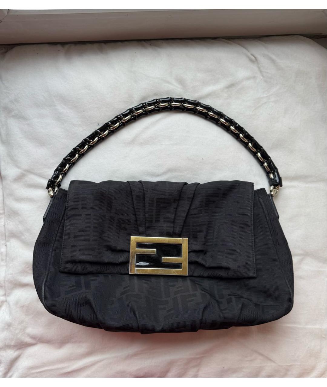 FENDI Антрацитовая жаккардовая сумка с короткими ручками, фото 9