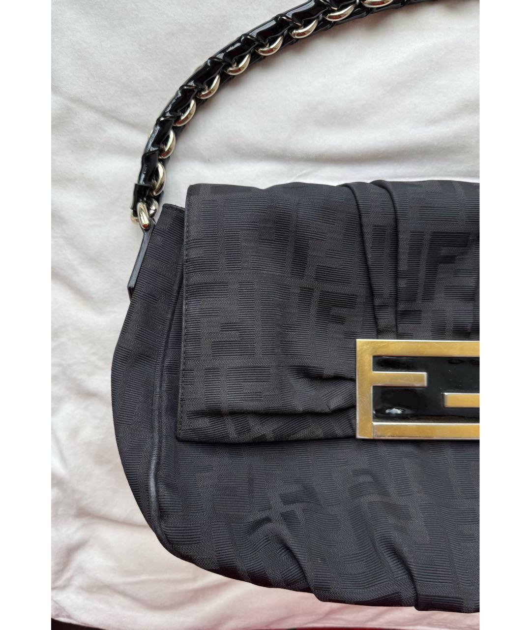 FENDI Антрацитовая жаккардовая сумка с короткими ручками, фото 2