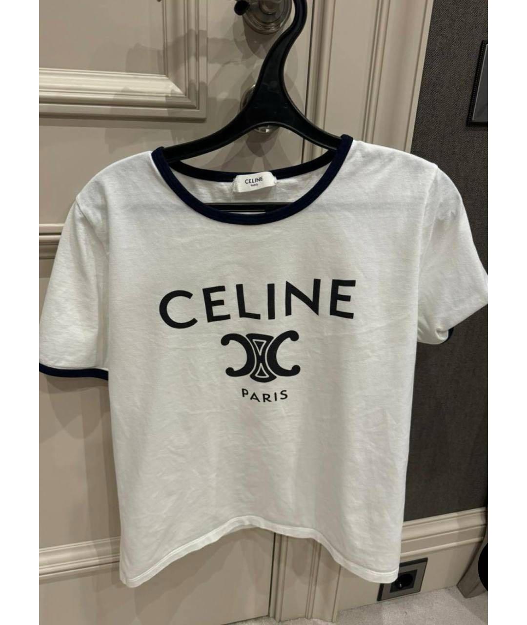 CELINE Белая хлопковая футболка, фото 3