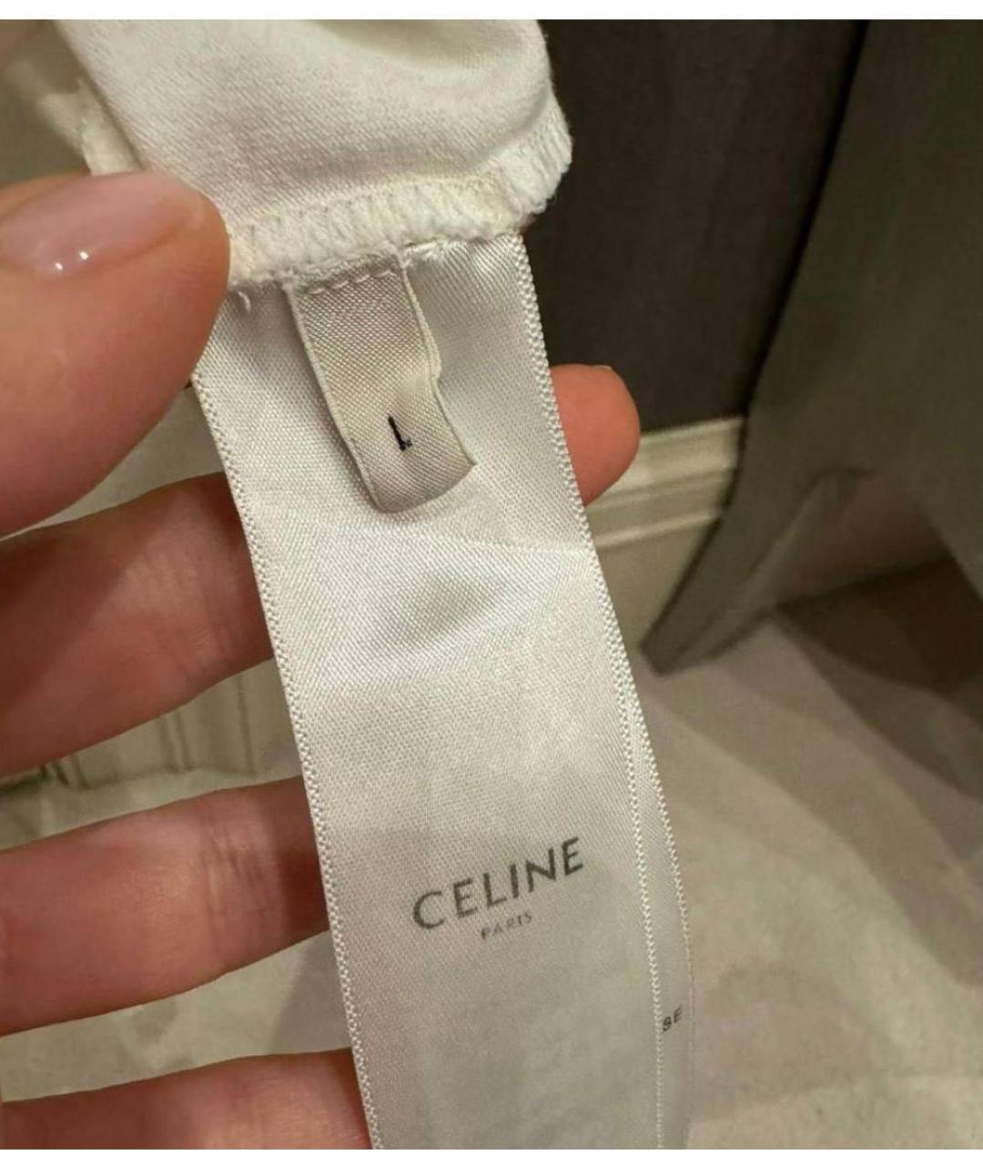 CELINE Белая хлопковая футболка, фото 4