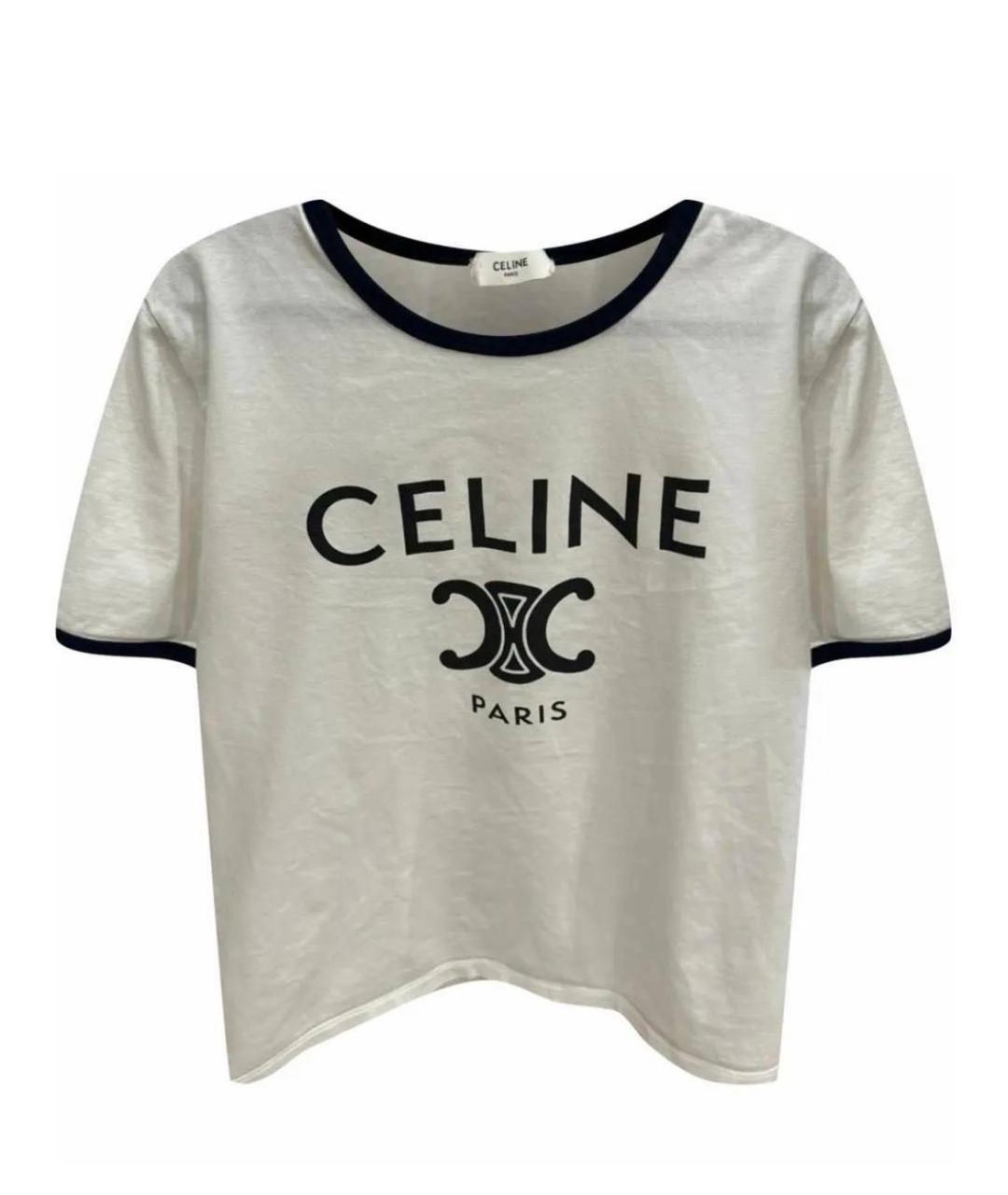 CELINE Белая хлопковая футболка, фото 2