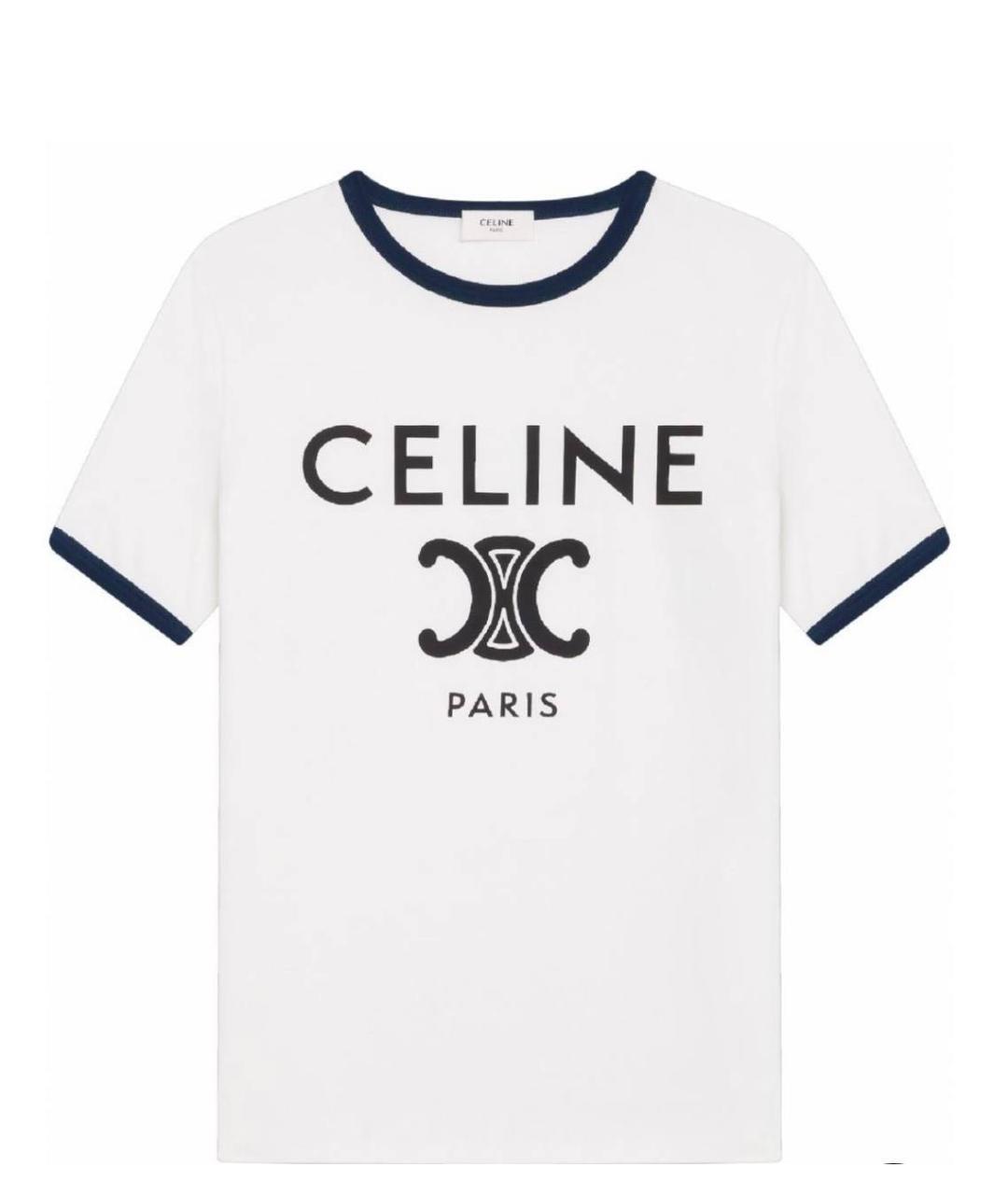 CELINE Белая хлопковая футболка, фото 6