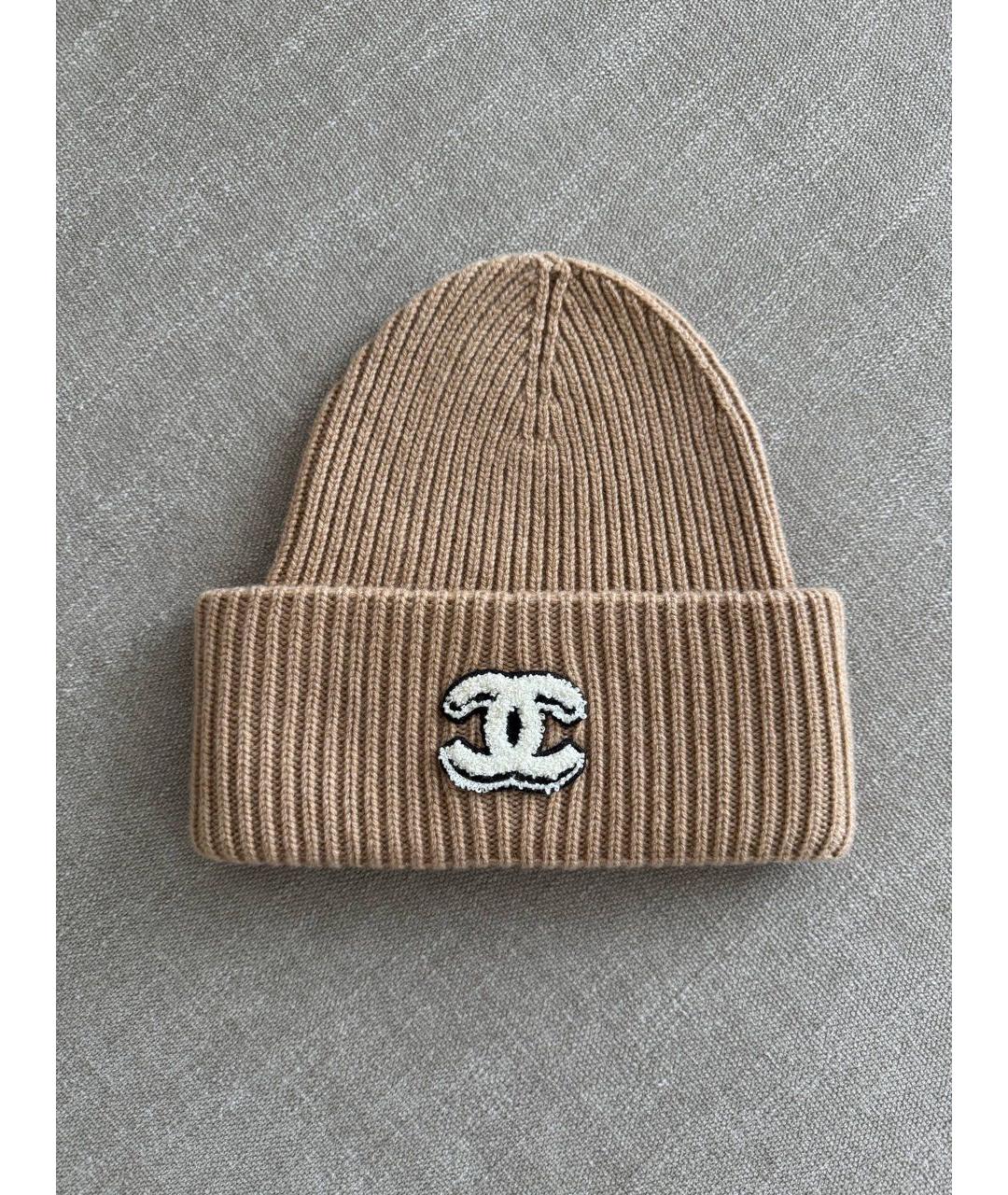 CHANEL Бежевая кашемировая шапка, фото 5