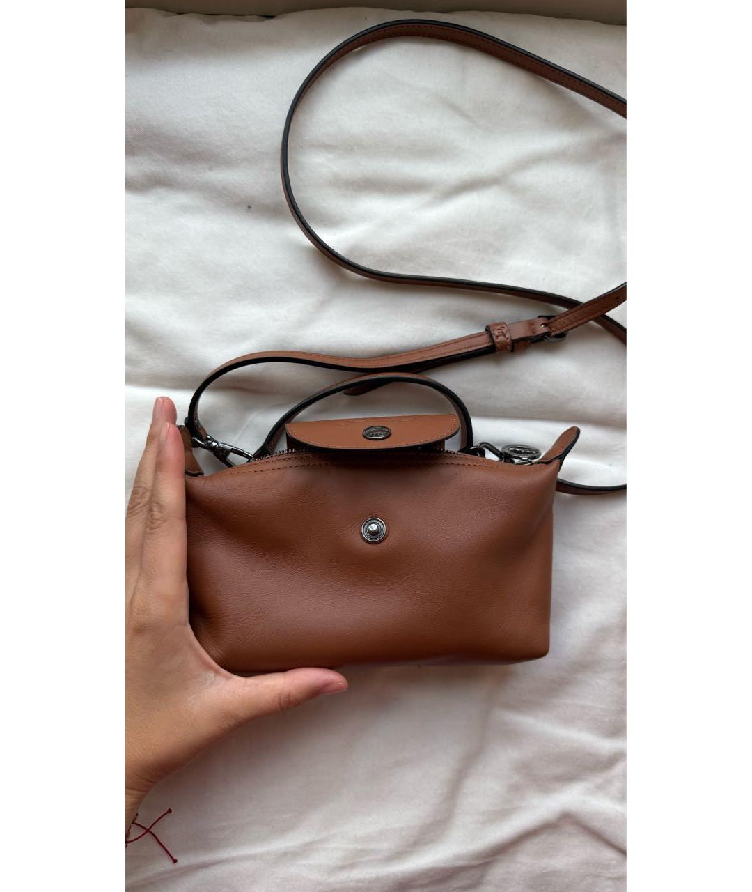 LONGCHAMP Коричневая кожаная сумка через плечо, фото 6