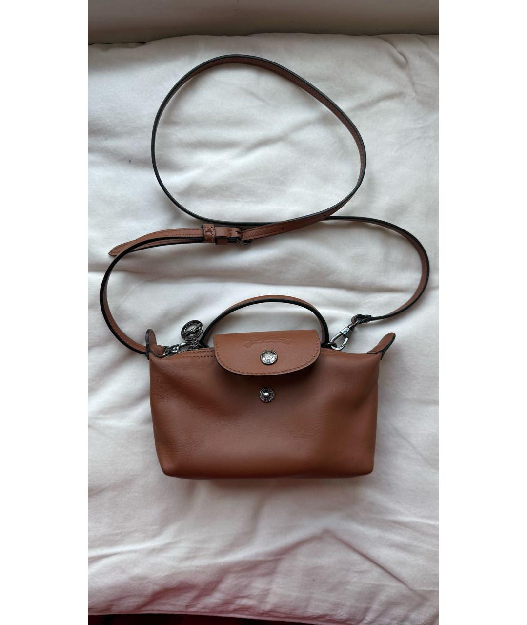LONGCHAMP Коричневая кожаная сумка через плечо, фото 2