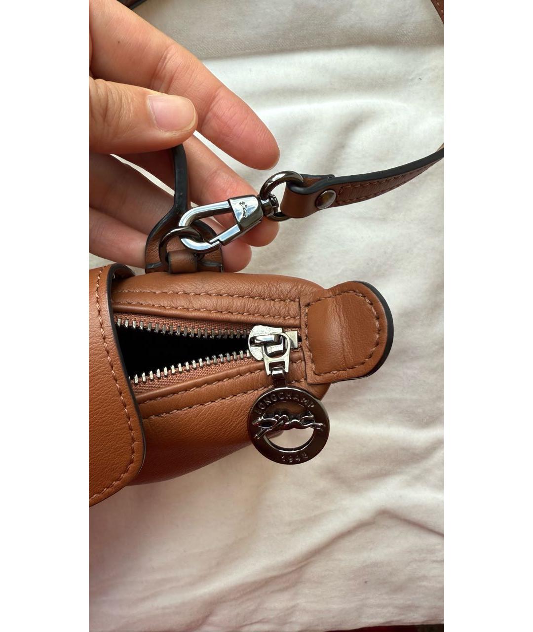 LONGCHAMP Коричневая кожаная сумка через плечо, фото 7