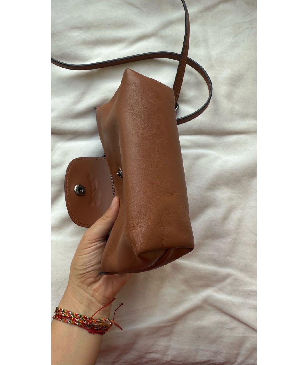 LONGCHAMP Коричневая кожаная сумка через плечо, фото 5