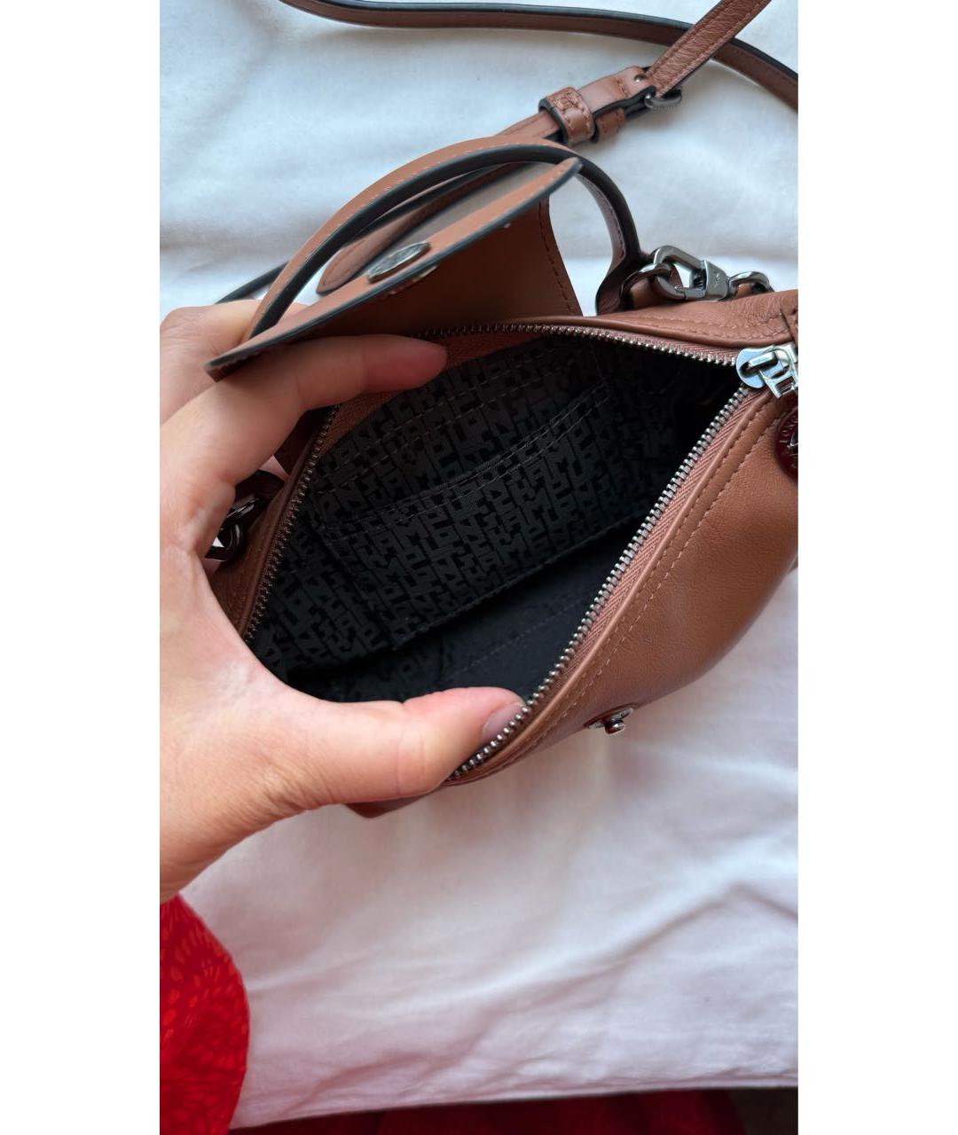 LONGCHAMP Коричневая кожаная сумка через плечо, фото 4