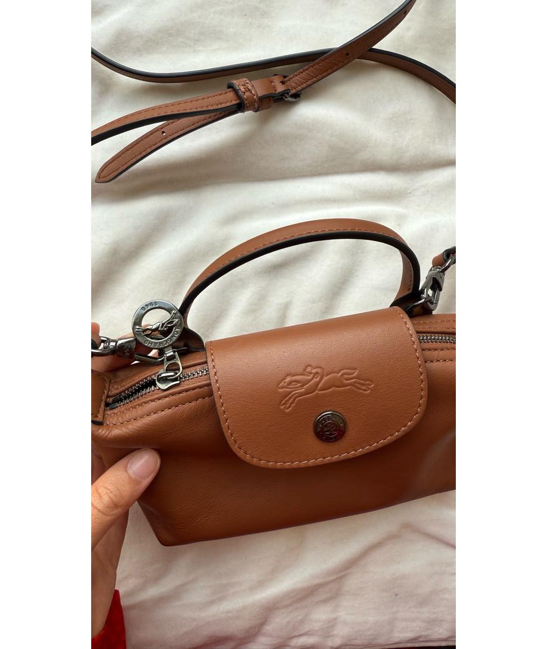 LONGCHAMP Коричневая кожаная сумка через плечо, фото 3
