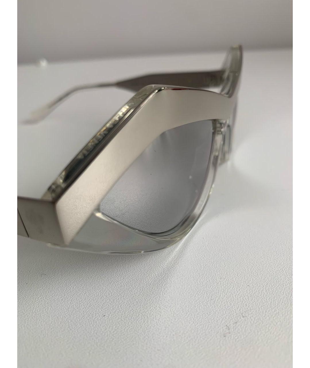 BOTTEGA VENETA Серебряные пластиковые солнцезащитные очки, фото 3