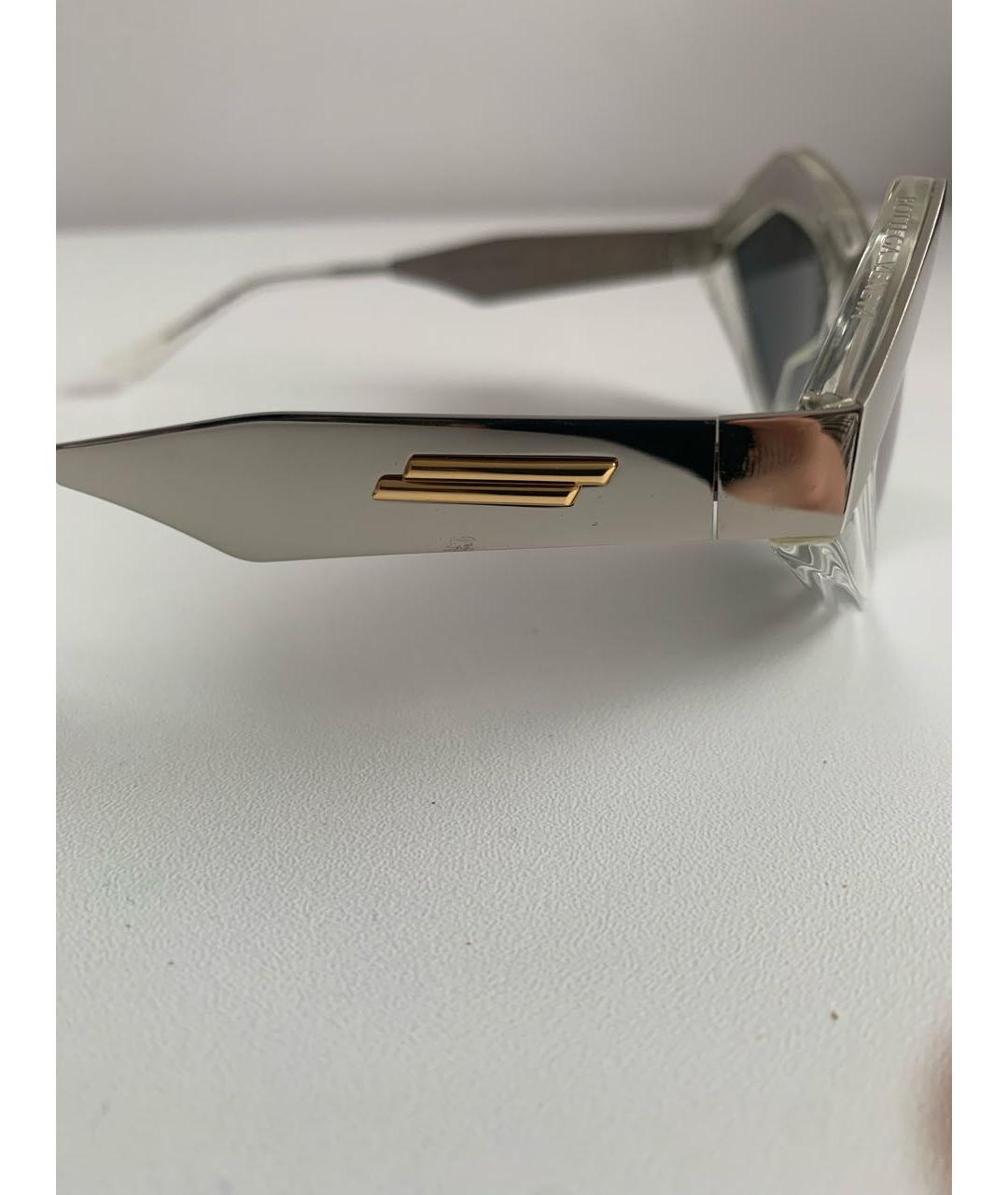 BOTTEGA VENETA Серебряные пластиковые солнцезащитные очки, фото 7