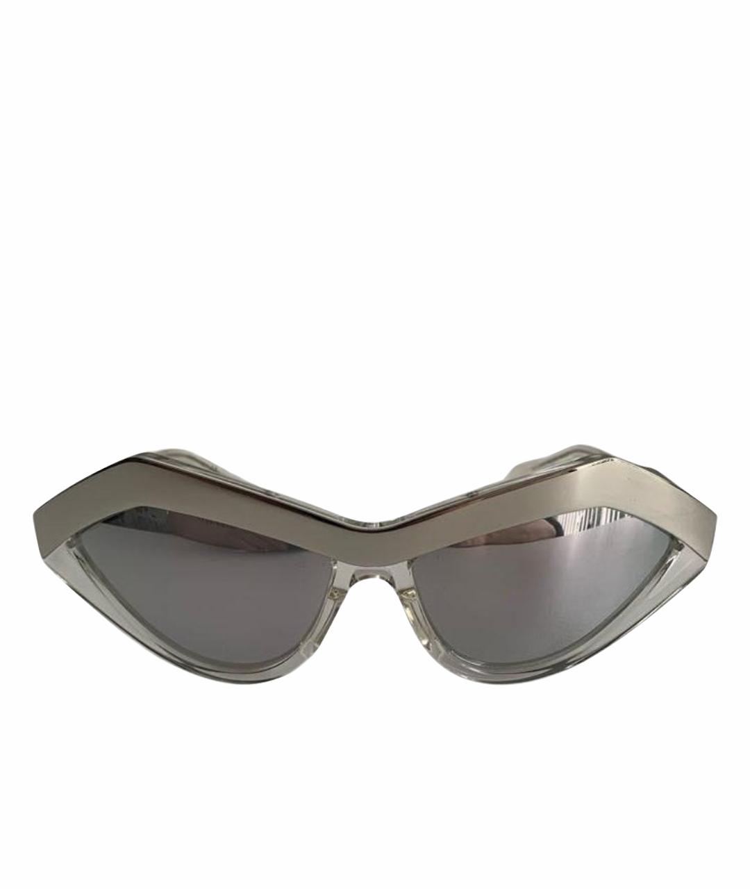 BOTTEGA VENETA Серебряные пластиковые солнцезащитные очки, фото 1
