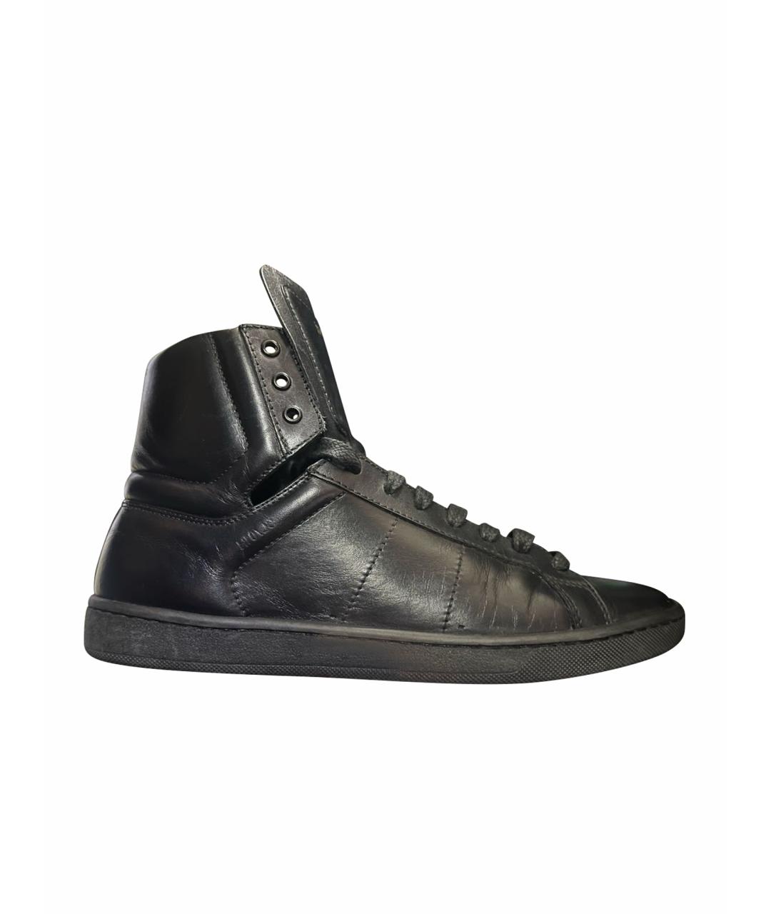 SAINT LAURENT Черные кожаные кеды, фото 1