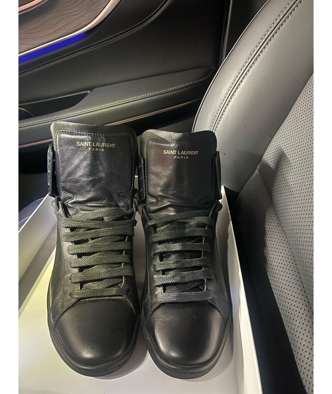 SAINT LAURENT Черные кожаные кеды, фото 2