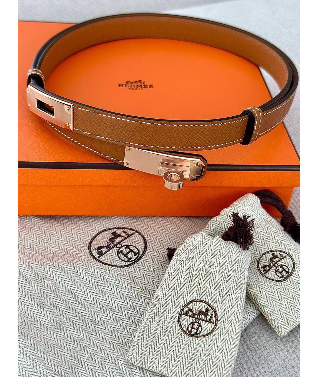 HERMES Коричневый кожаный ремень, фото 3