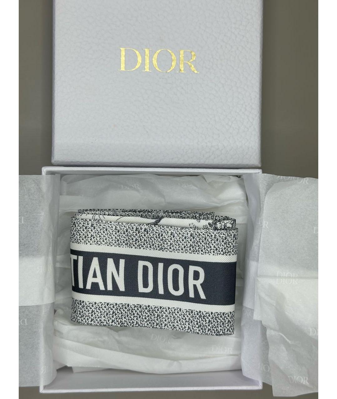 CHRISTIAN DIOR Серый шелковый платок, фото 4