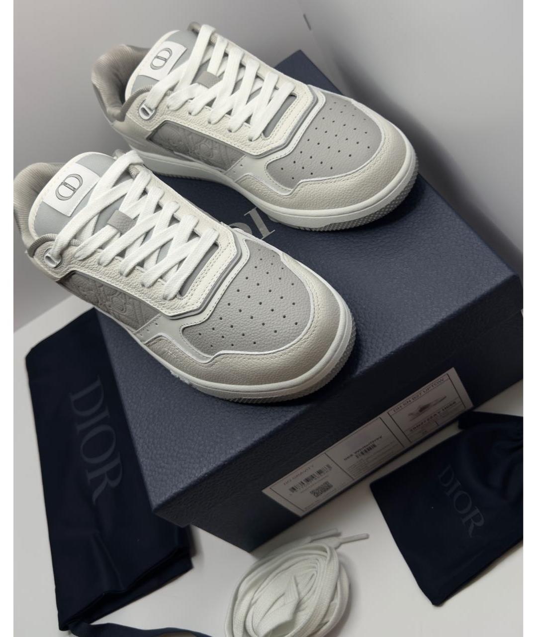 CHRISTIAN DIOR Серые кожаные низкие кроссовки / кеды, фото 6