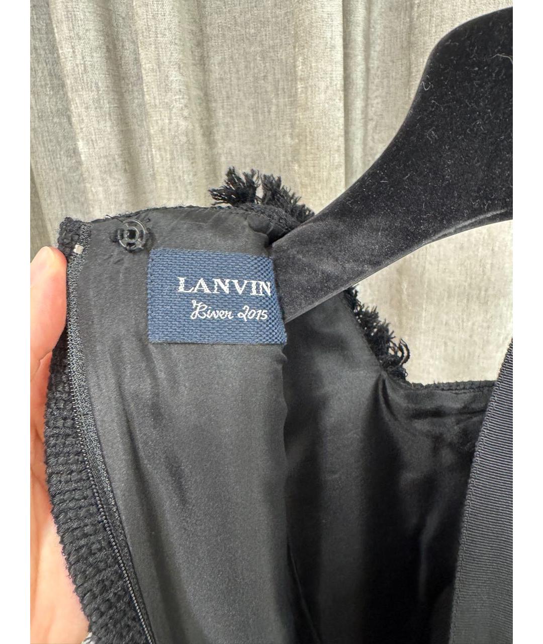 LANVIN Черное шерстяное повседневное платье, фото 3