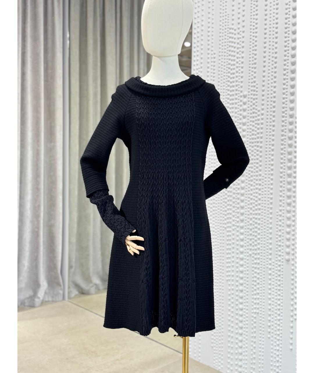 CHANEL Черное шерстяное повседневное платье, фото 5