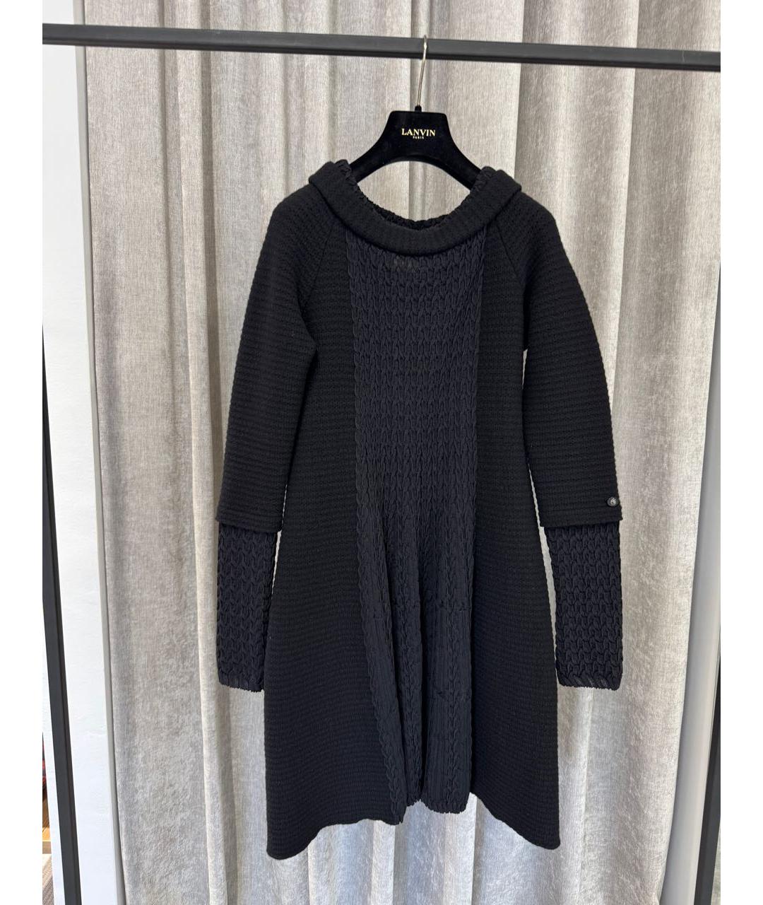 CHANEL Черное шерстяное повседневное платье, фото 6