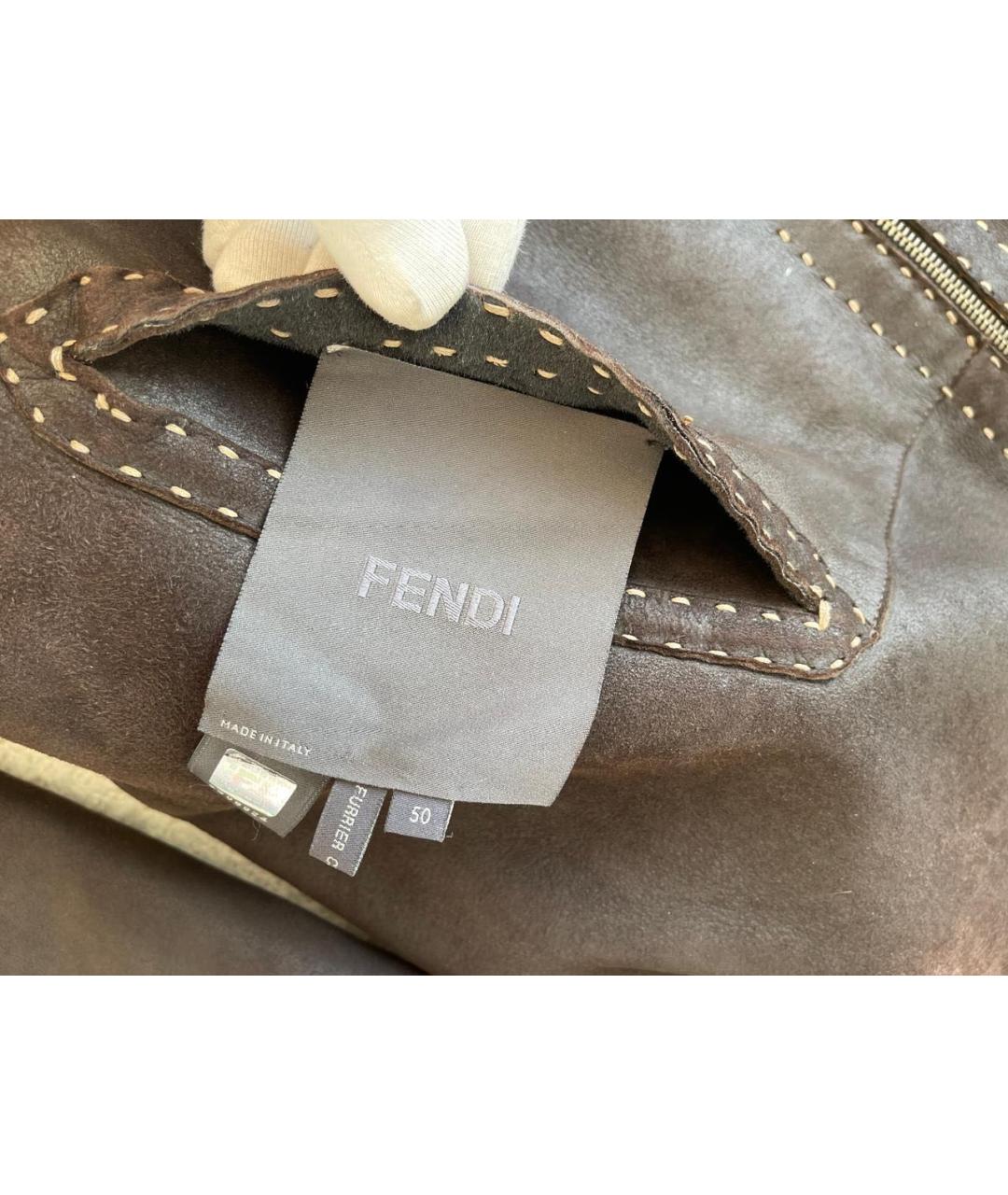 FENDI Коричневая кожаная дубленка/шуба, фото 7