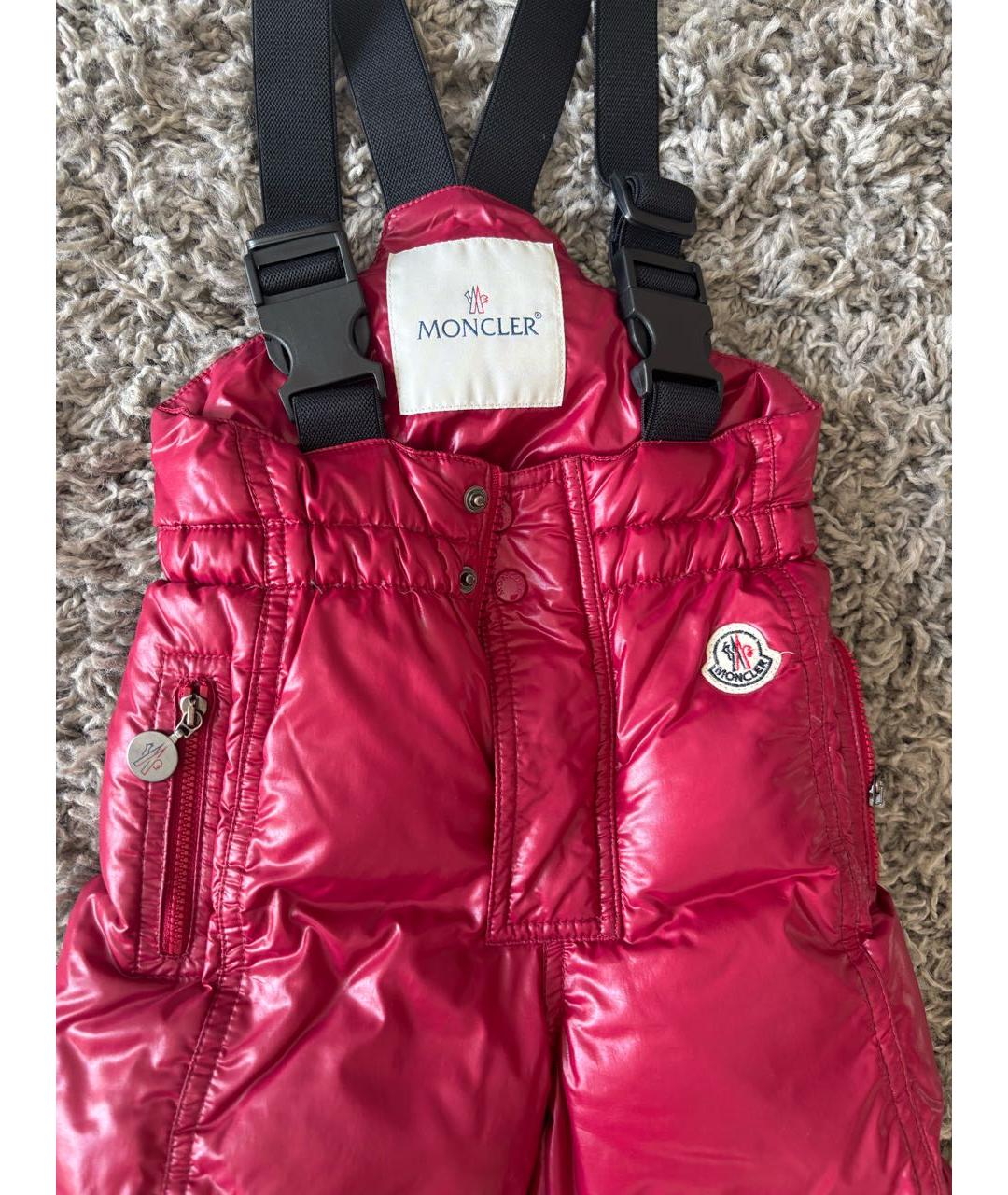 MONCLER KIDS Бордовый полиэстеровый комбинезон, фото 2