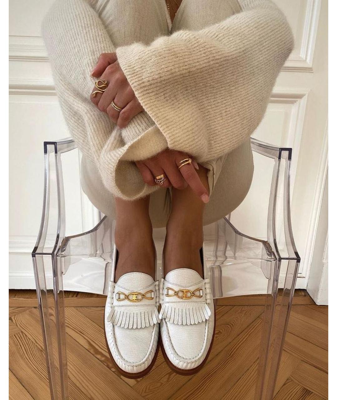 CELINE Белые кожаные лоферы, фото 5