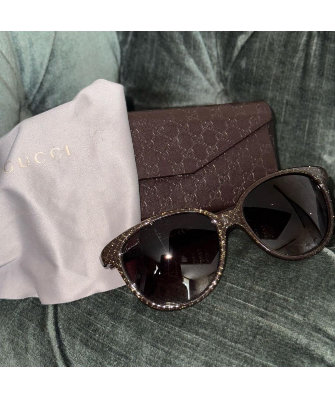 GUCCI Коричневые пластиковые солнцезащитные очки, фото 3