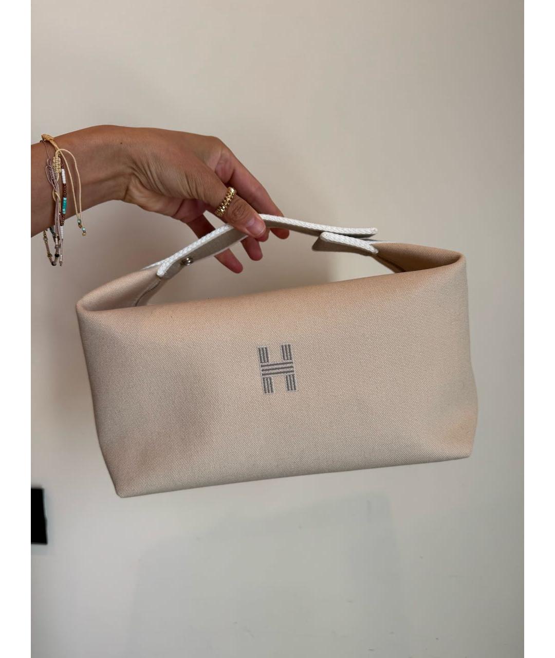 HERMES Бежевая хлопковая косметичка, фото 2